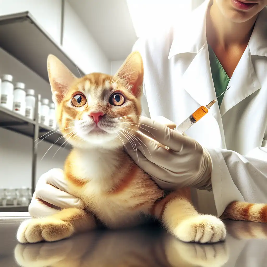 Котенок получает прививку у ветеринара в современной клинике