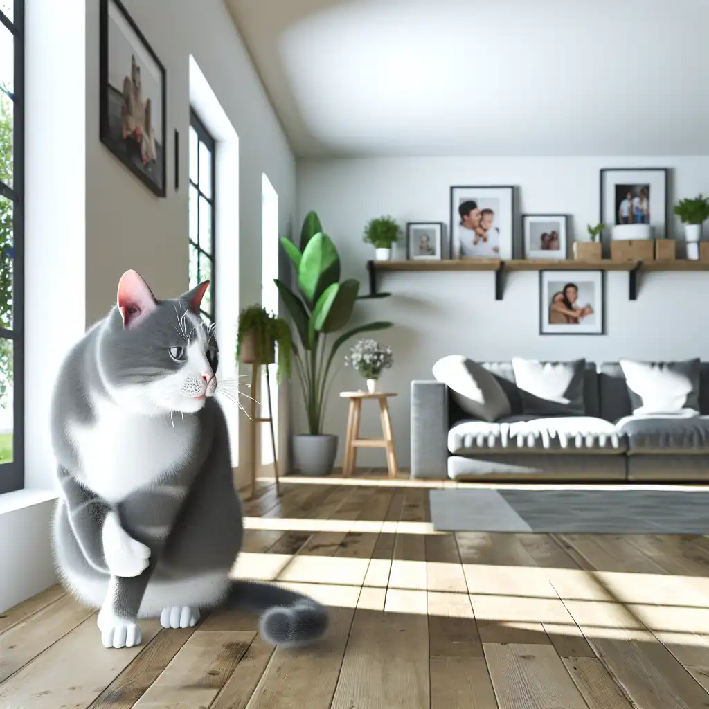 Домашняя кошка в уютной квартире у окна