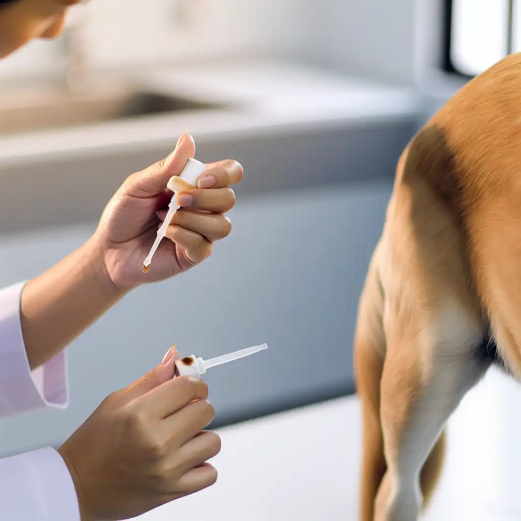 Правильное нанесение капель от блох и клещей на холку собаки между лопатками