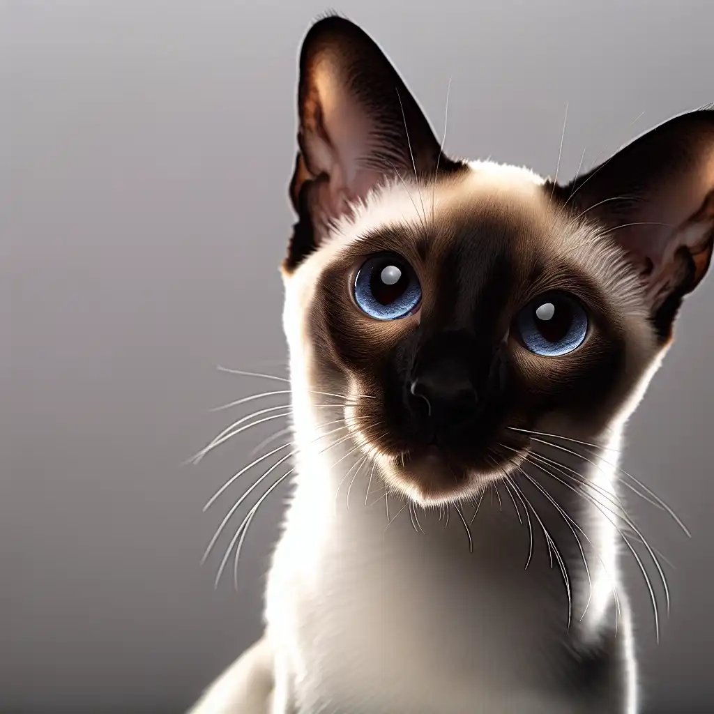 Крупный план сиамской кошки с яркими голубыми глазами и характерным окрасом