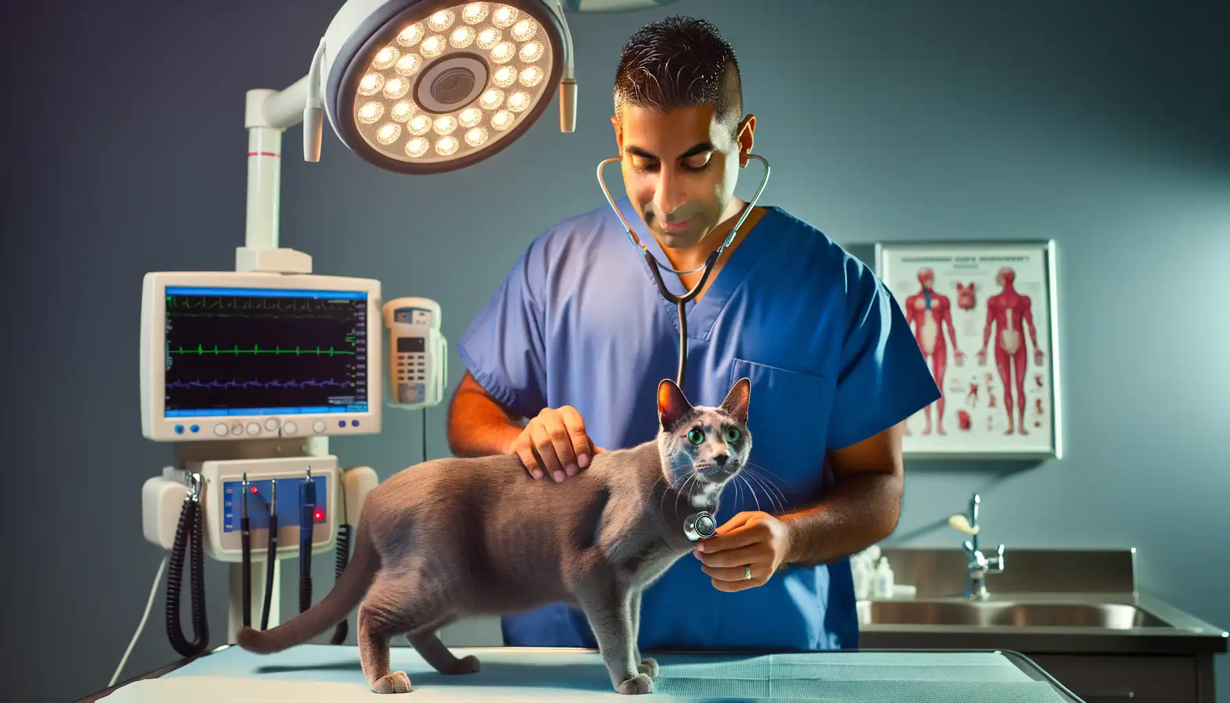 Комплексный ветеринарный осмотр кошки с симптомами респираторного заболевания