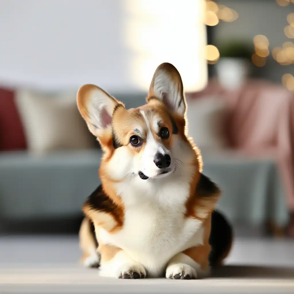 Портрет вельш-корги кардигана в домашней обстановке с мягким естественным освещением