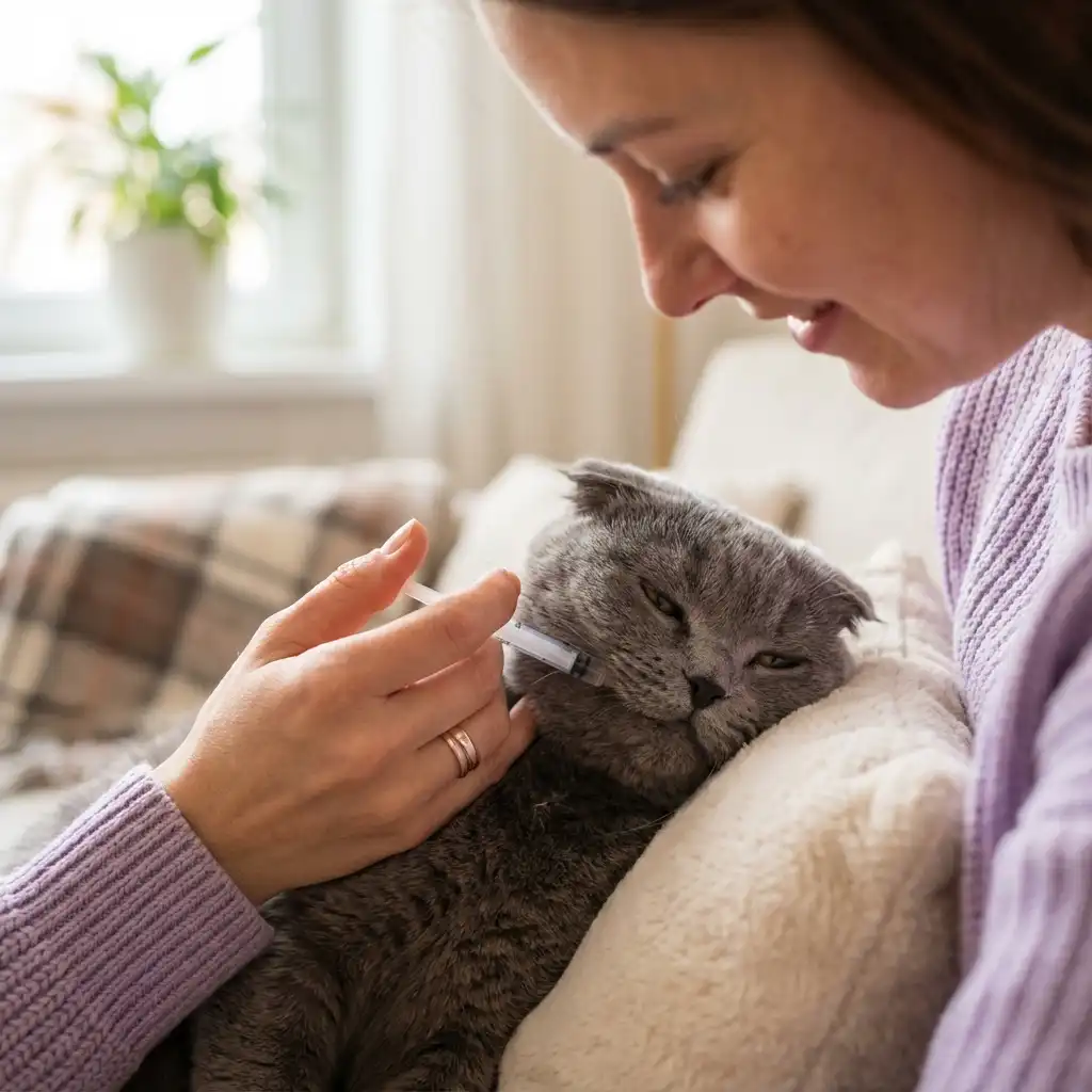 Правильная техника дачи жидкого лекарства кошке через шприц