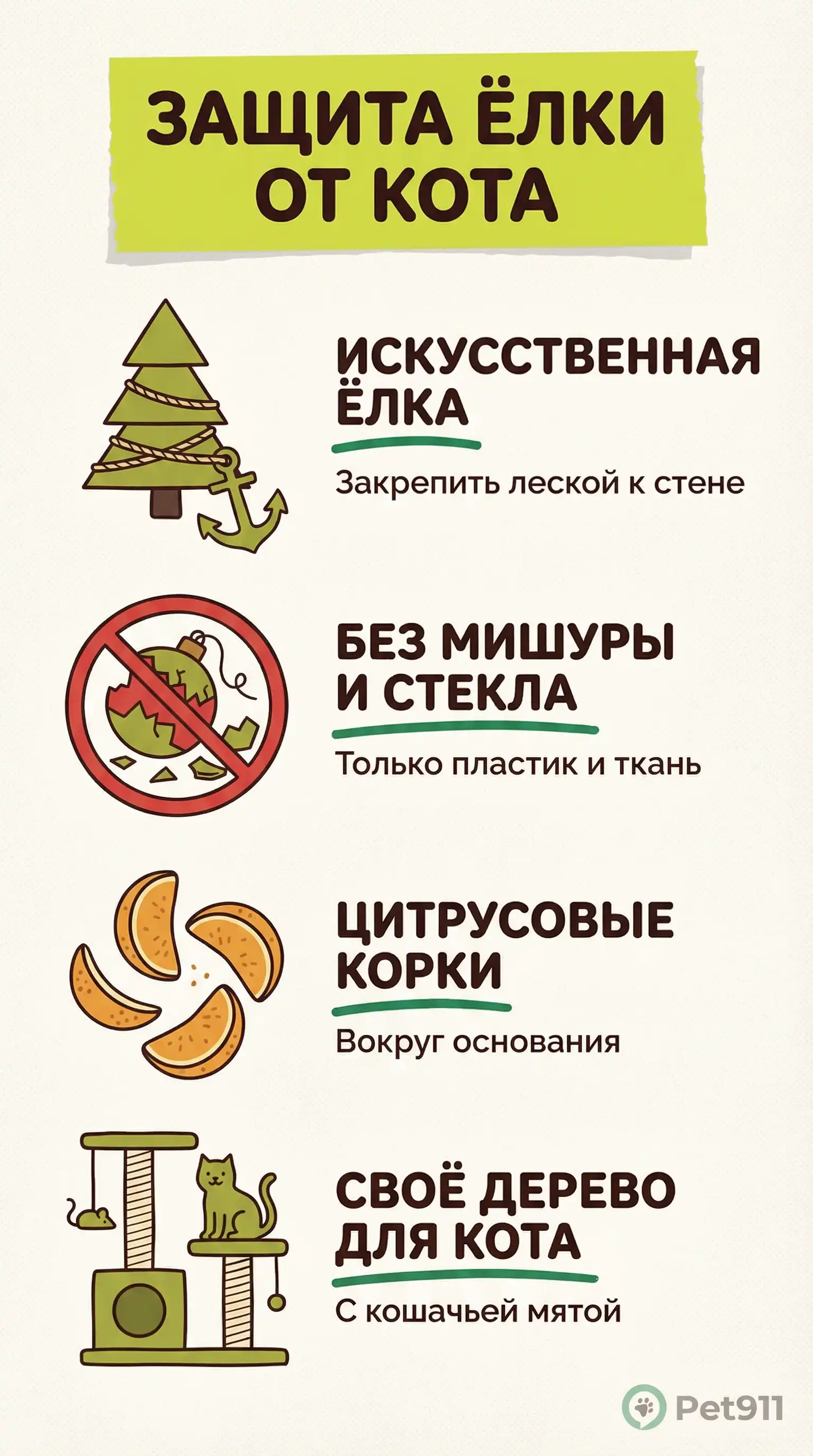 Инфографика: Защита елки от кота