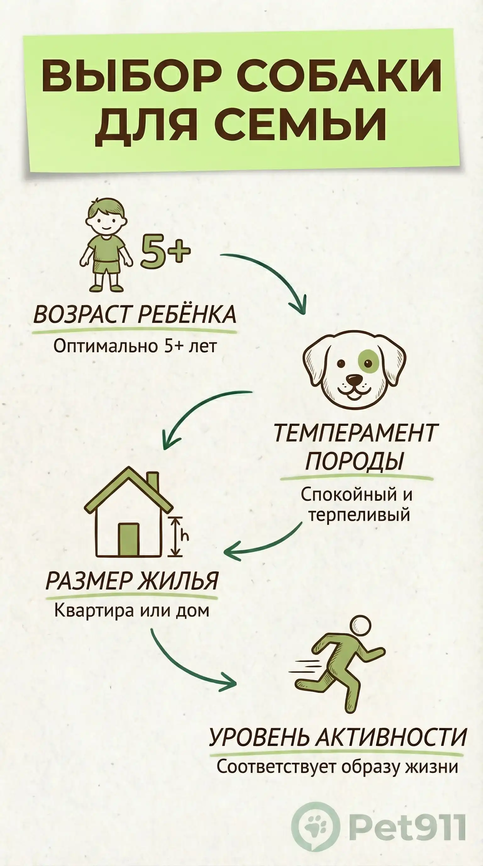 Инфографика: Выбор собаки для семьи