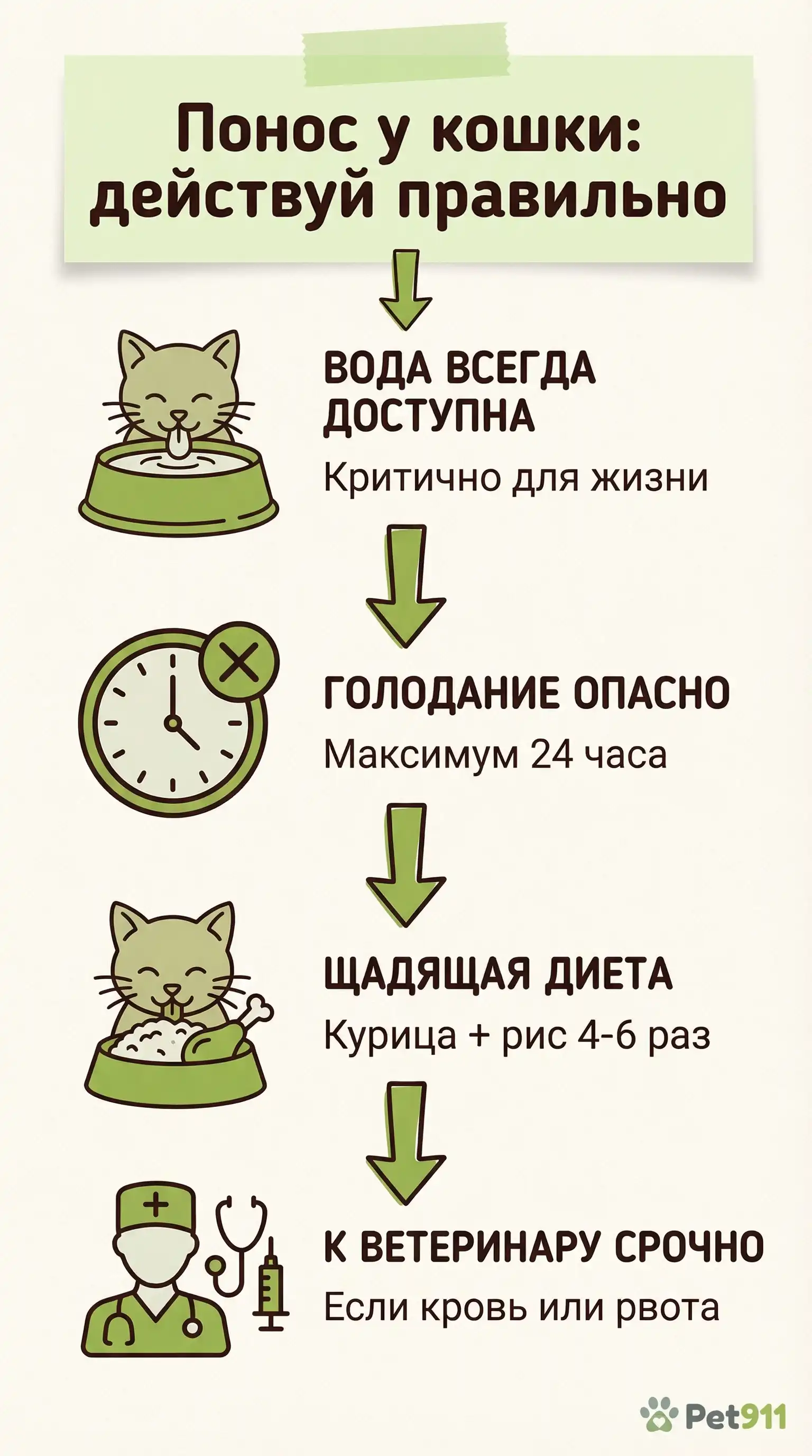 Инфографика: Понос у кошки: действуй правильно