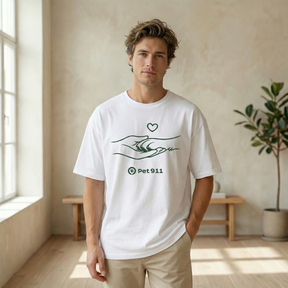 Футболка мужская белого цвета с символикой Pet911