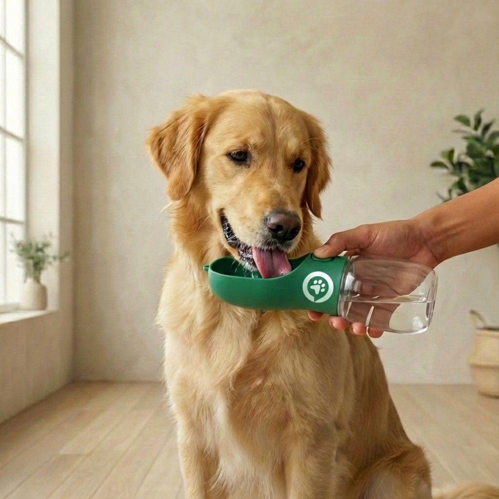 Портативная бутылка-поилка Pet911 для собак и кошек зелёного цвета 500 мл