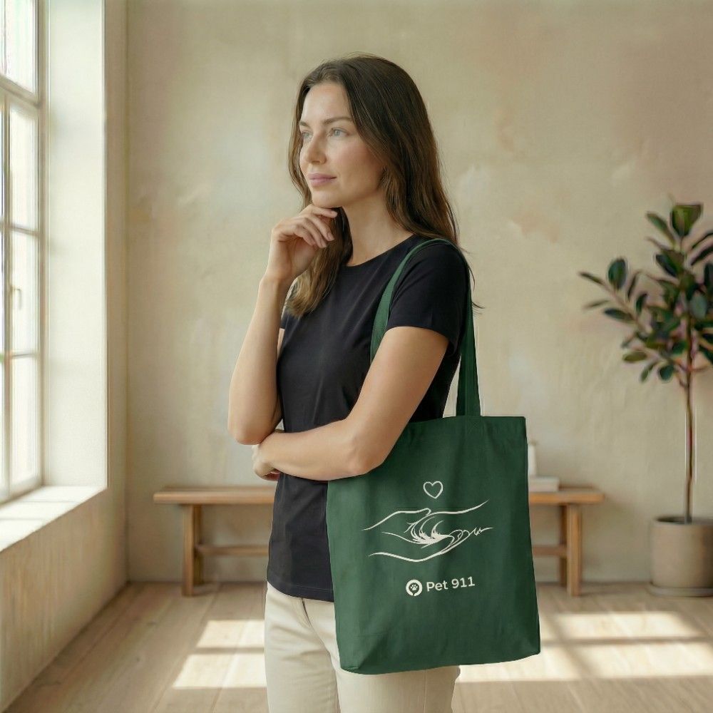 Эко-шоппер Pet911 зелёного цвета — хлопковый канвас до 10 кг