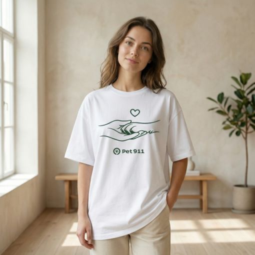 Футболка женская белого цвета с символикой Pet911