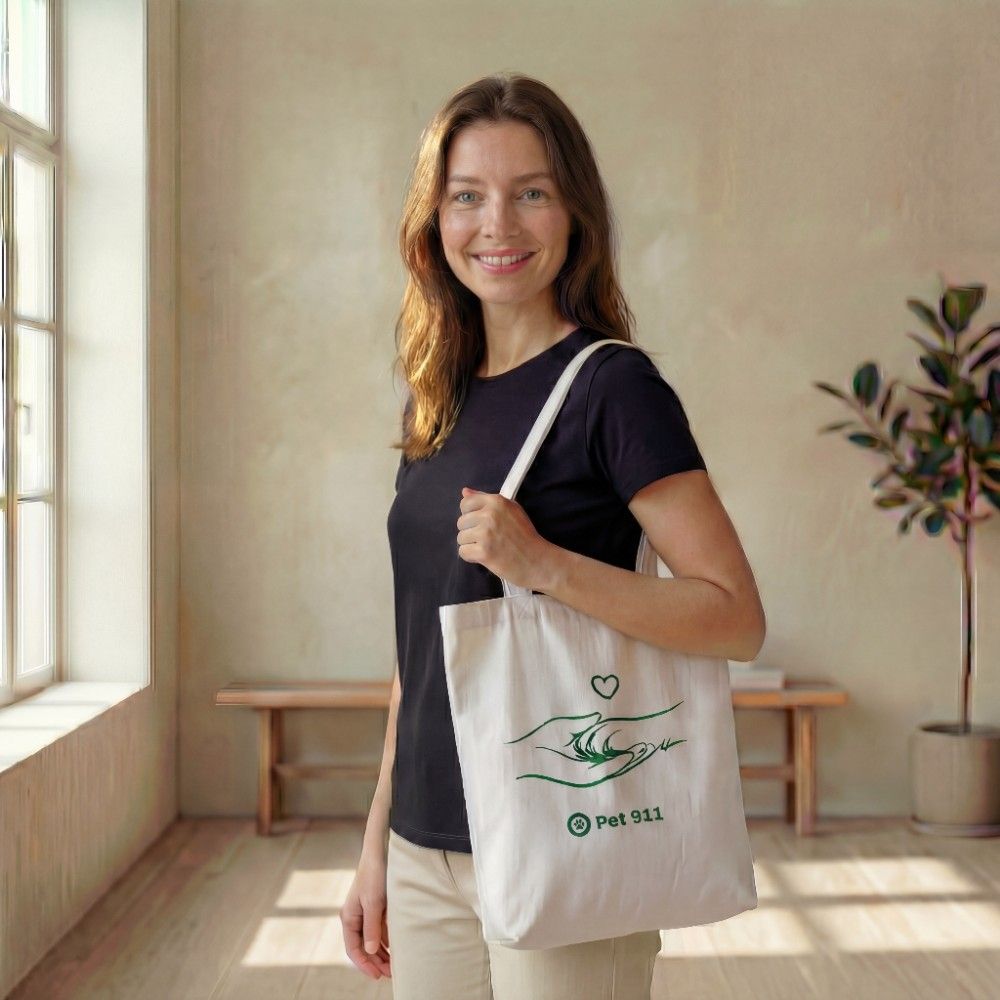Эко-шоппер Pet911 белого цвета — хлопковый канвас до 10 кг