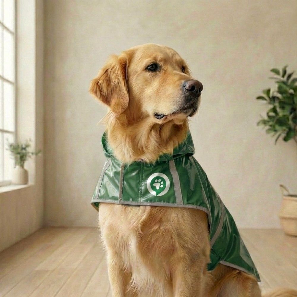 Светоотражающий плащ-дождевик Pet911 для животных зелёного цвета