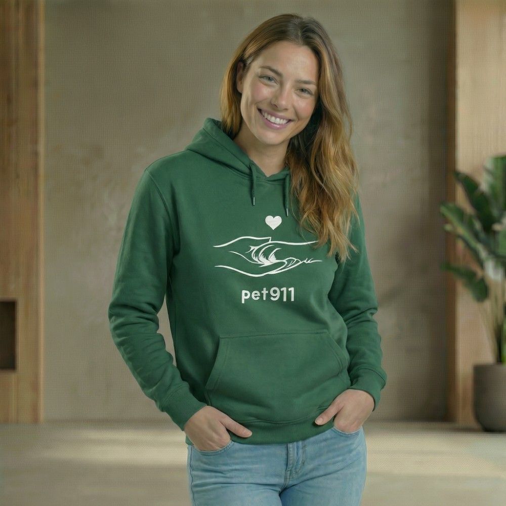 Женское худи pet911 зелёное